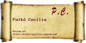 Palkó Cecília névjegykártya